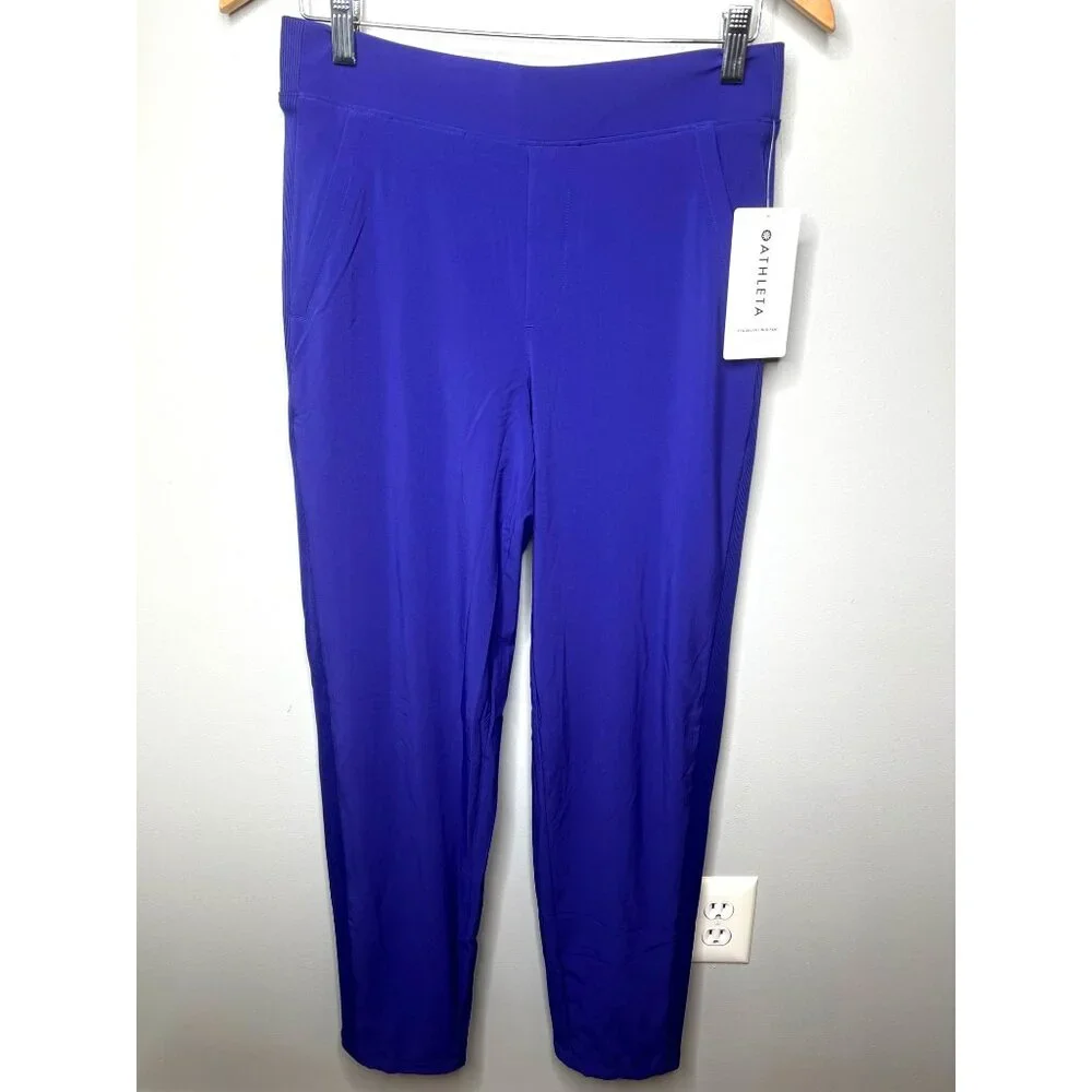 Athleta Womens Brooklyn Lined Pants Purple Ribbed Waist Size 6/T - Picture 10 of 16